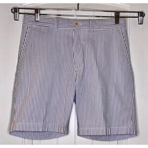 Polo Golf Ralph Lauren Seersucker Shorts Mens‎ 32 Blue White Striped Flat Front